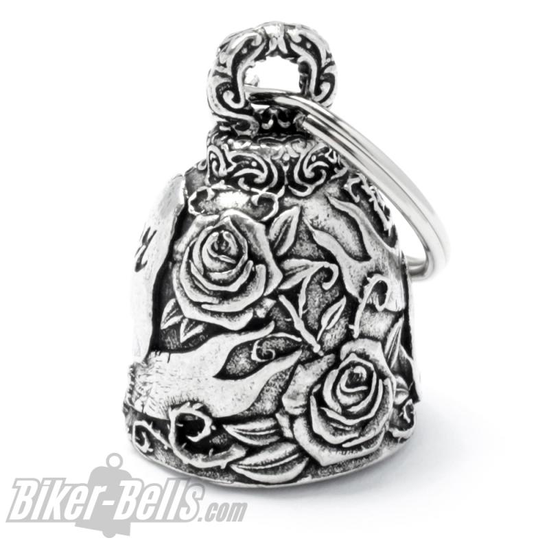 Biker Bell Lady Rider mit Rosen verziert Glücksglöckchen MoFa Lounge Künzelsau Hohenlohe Baden Württemberg 3