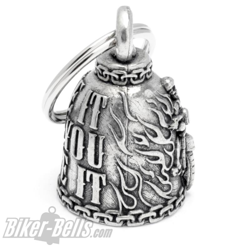Biker Bell Ride It Like You Stole It mit Ketten und Flammen MoFa Lounge Künzelsau Hohenlohe Baden Württemberg 2