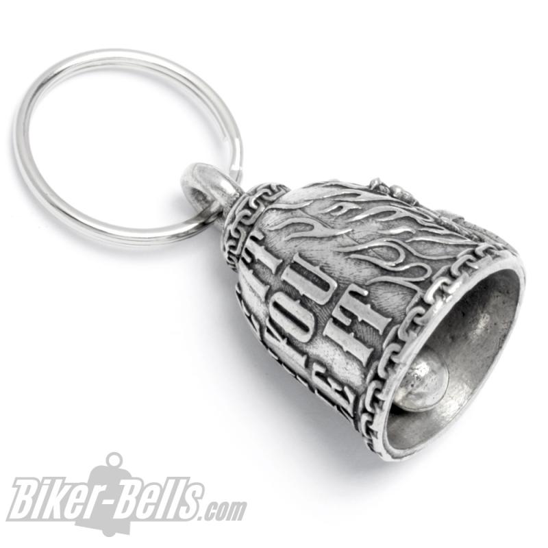 Biker Bell Ride It Like You Stole It mit Ketten und Flammen MoFa Lounge Künzelsau Hohenlohe Baden Württemberg 4