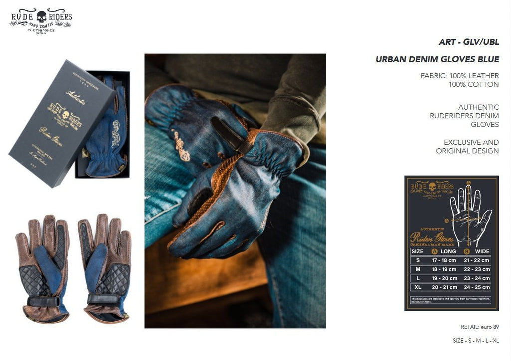 Rude Riders Urban Denim Gloves Blue MoFa Lounge Künzelsau Hohenlohe Baden Württemberg