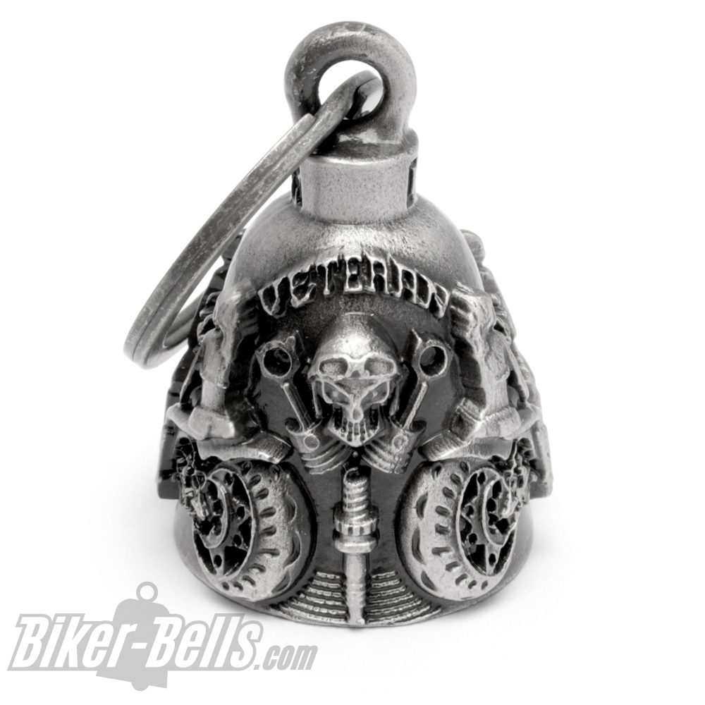 Biker-​Veteran Motorrad-​Glocke Totenkopf Babes Kolben Zündkerze Biker-​Bell Geschenk MoFa Lounge Künzelsau Hohenlohe Baden Württemberg 1