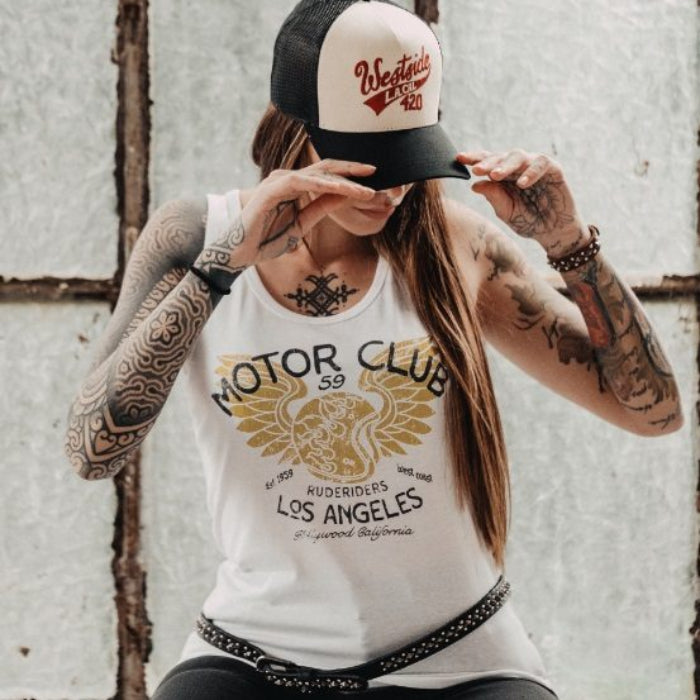 Rude Riders Canotta Donna Motor Brigade Bianca MoFa Lounge Künzelsau Hohenlohe Baden Württemberg
