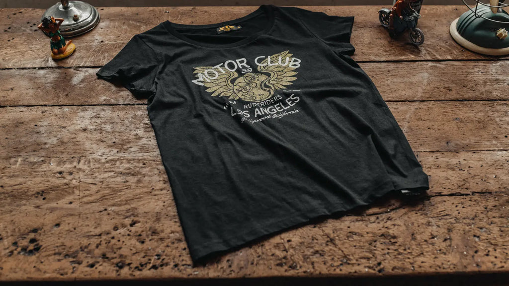 Rude Riders Schwarzes T-Shirt für Motor Brigade-Frauen MoFa lounge Künzelsau Hohenlohe Baden Württemberg 5