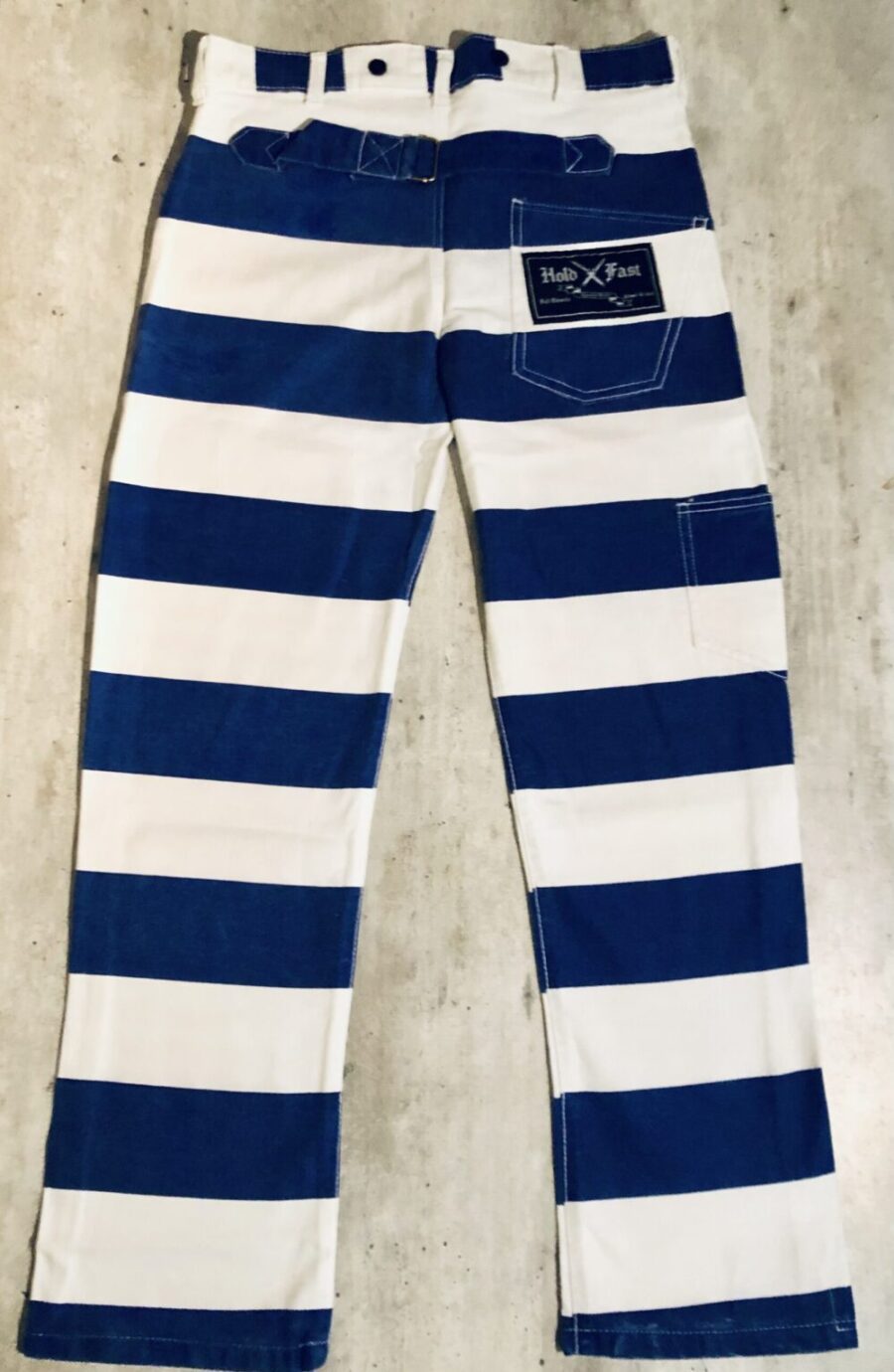 Prison pant HOLD FAST Denim blau-weiß 16Oz MoFa Lounge Künzelsau Hohenlohe Baden Württemberg 2