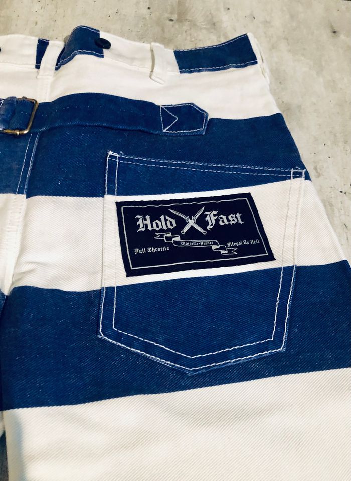 Prison pant HOLD FAST Denim blau-weiß 16Oz MoFa Lounge Künzelsau Hohenlohe Baden Württemberg 5