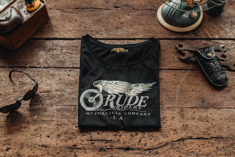 Rude Riders Schwarzes Flying Wheel Damen T-Shirt MoFa lounge Künzelsau Hohenlohe Baden Württemberg 3