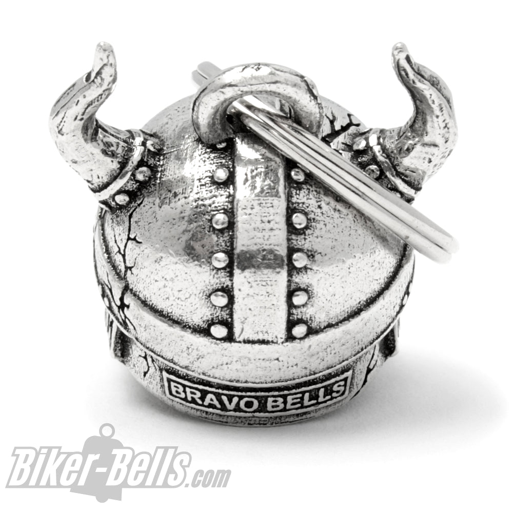3D Wikinger Totenkopf Biker-​Bell mit Bart und gehörntem Helm Glücksbringer Glocke MoFa lounge Künzelsau Hohenlohe Baden Württemberg 3