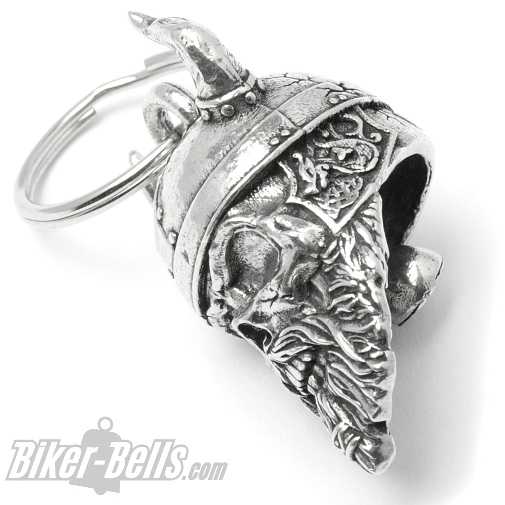 3D Wikinger Totenkopf Biker-​Bell mit Bart und gehörntem Helm Glücksbringer Glocke MoFa lounge Künzelsau Hohenlohe Baden Württemberg 4