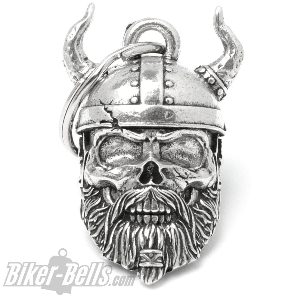 3D Wikinger Totenkopf Biker-​Bell mit Bart und gehörntem Helm Glücksbringer Glocke MoFa lounge Künzelsau Hohenlohe Baden Württemberg