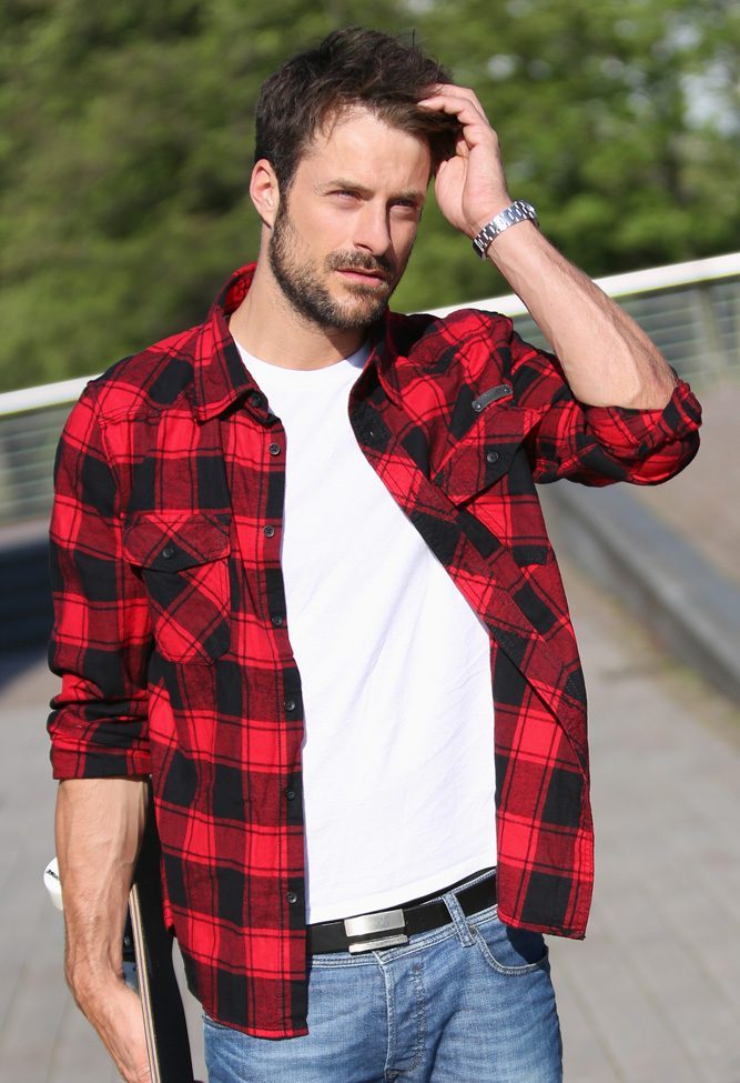 Brandit Hemd Rot-Schwarz 2