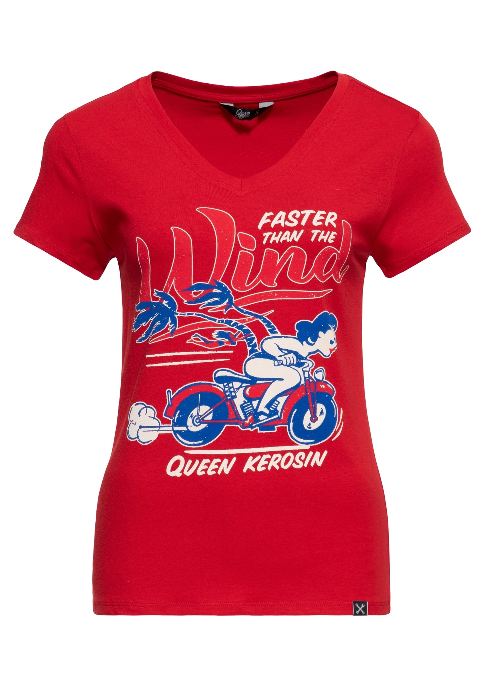 Queen King Damen Basic T-Shirt V Hals Wind-MoFa-Lounge-Kuenzelsau-Hohenlohe-Baden-Wuerttemberg