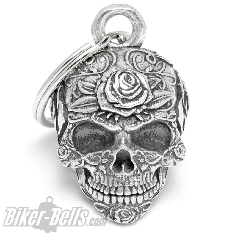 3D Totenkopf Bravo Bell verziert mit Rosen Blumen Candy Skull MoFa lounge Künzelsau Hohenlohe Baden Württemberg
