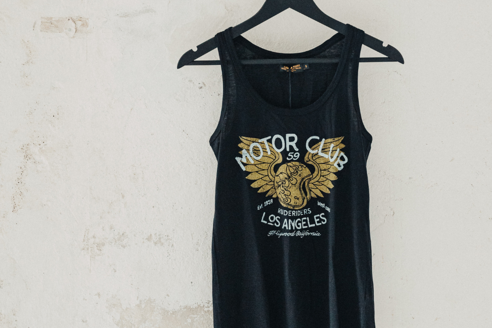 Rude Riders Schwarzes Tanktop für Damen von Motor Brigade MoFa lounge Künzelsau Hohenlohe Baden Württemberg 2