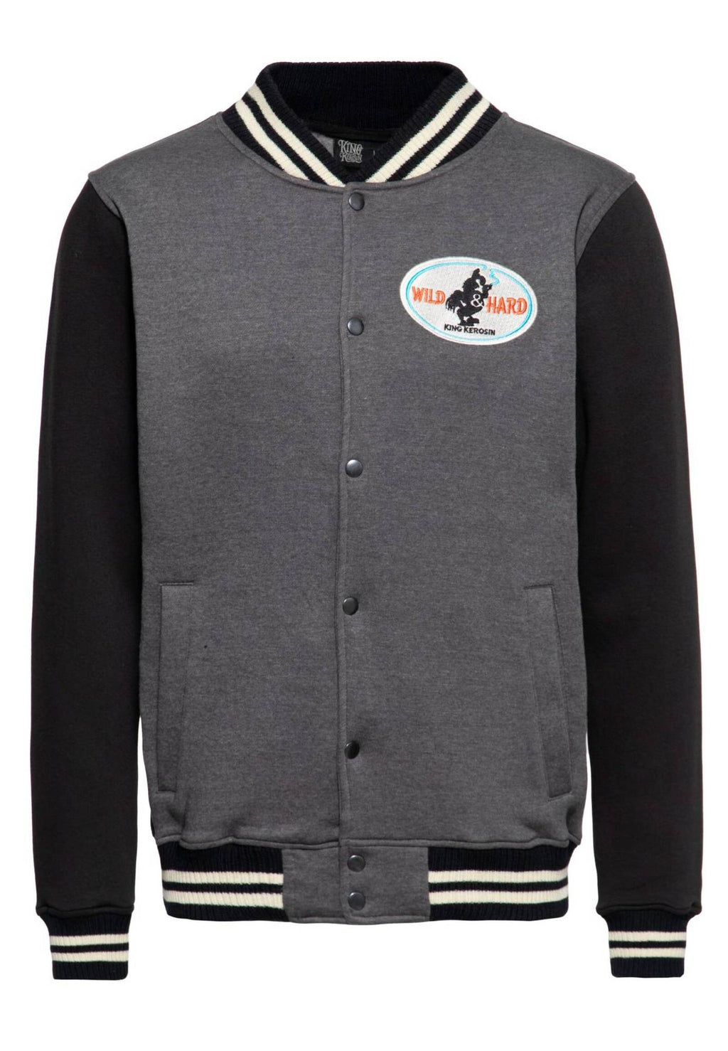 King Kerosin Herren College Sweat Jacke Super Cock grau MoFa Lounge Künzelsau Hohenlohe Baden Württemberg