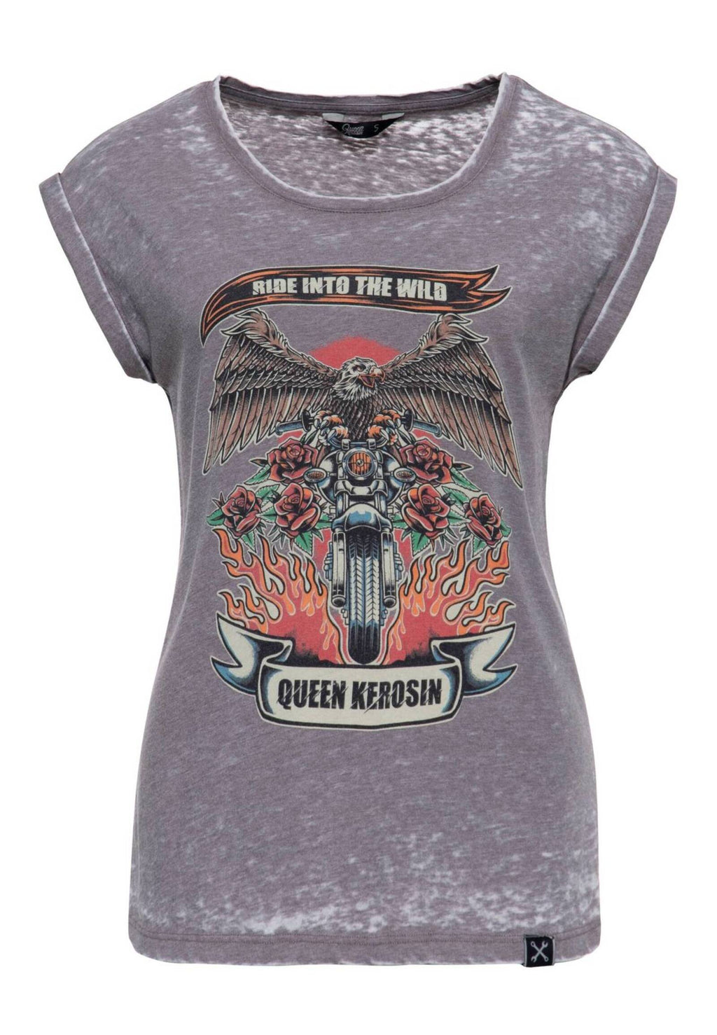 Queen Kerosin Damen T-Shirt Enzymwash Ride in to the Wild MoFa Lounge Künzelsau Hohenlohe Baden Württemberg