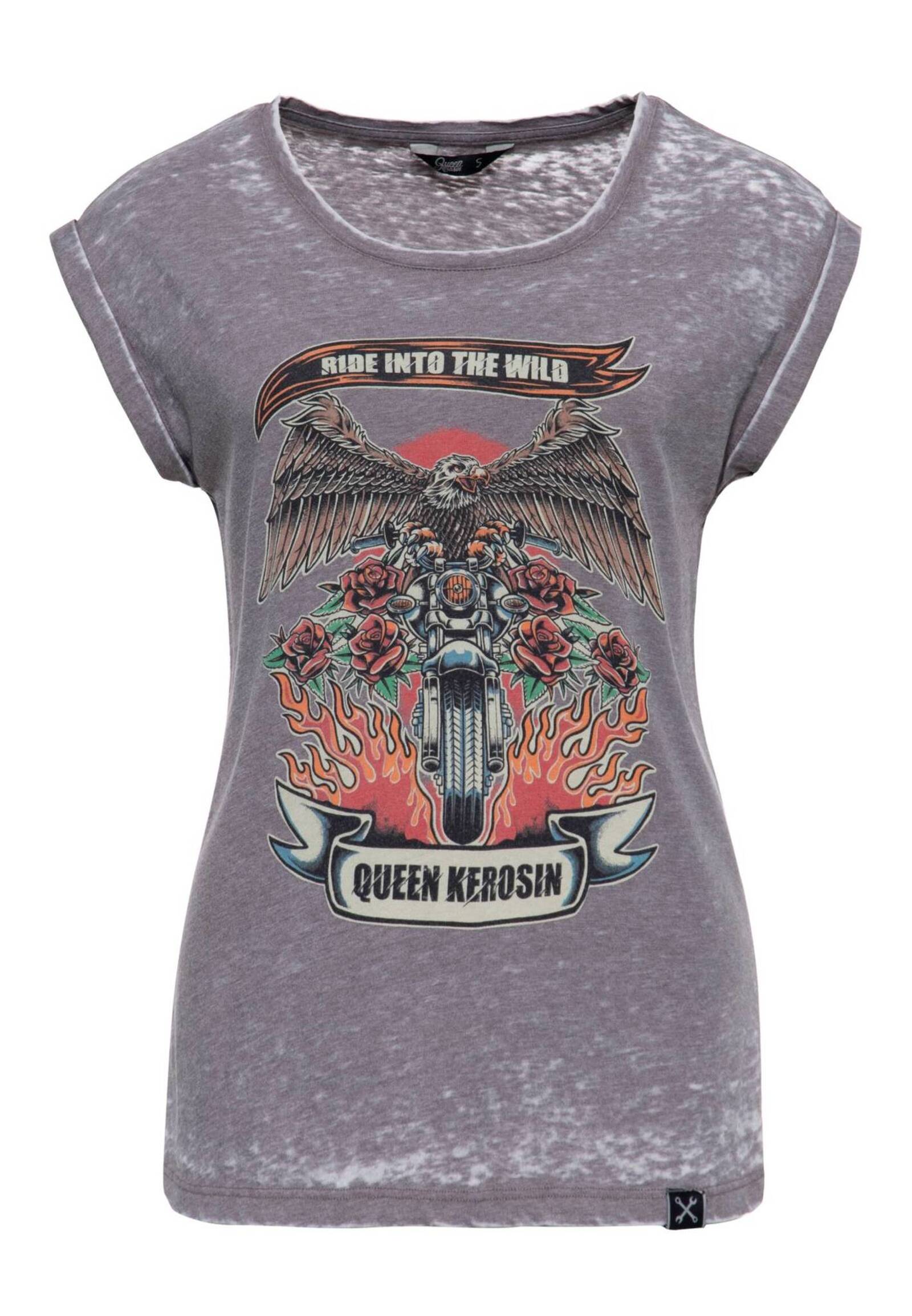 Queen Kerosin Damen T-Shirt Enzymwash Ride in to the Wild MoFa Lounge Künzelsau Hohenlohe Baden Württemberg