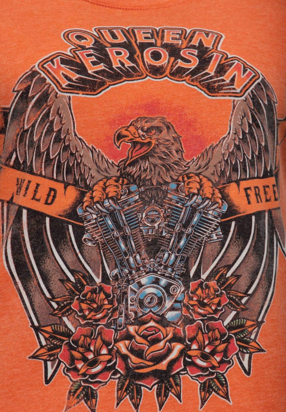Queen Kerosin DamenDamen T-Shirt Enzymwash Wild & Free MoFa Lounge Künzelsau Hohenlohe Baden Württemberg 4