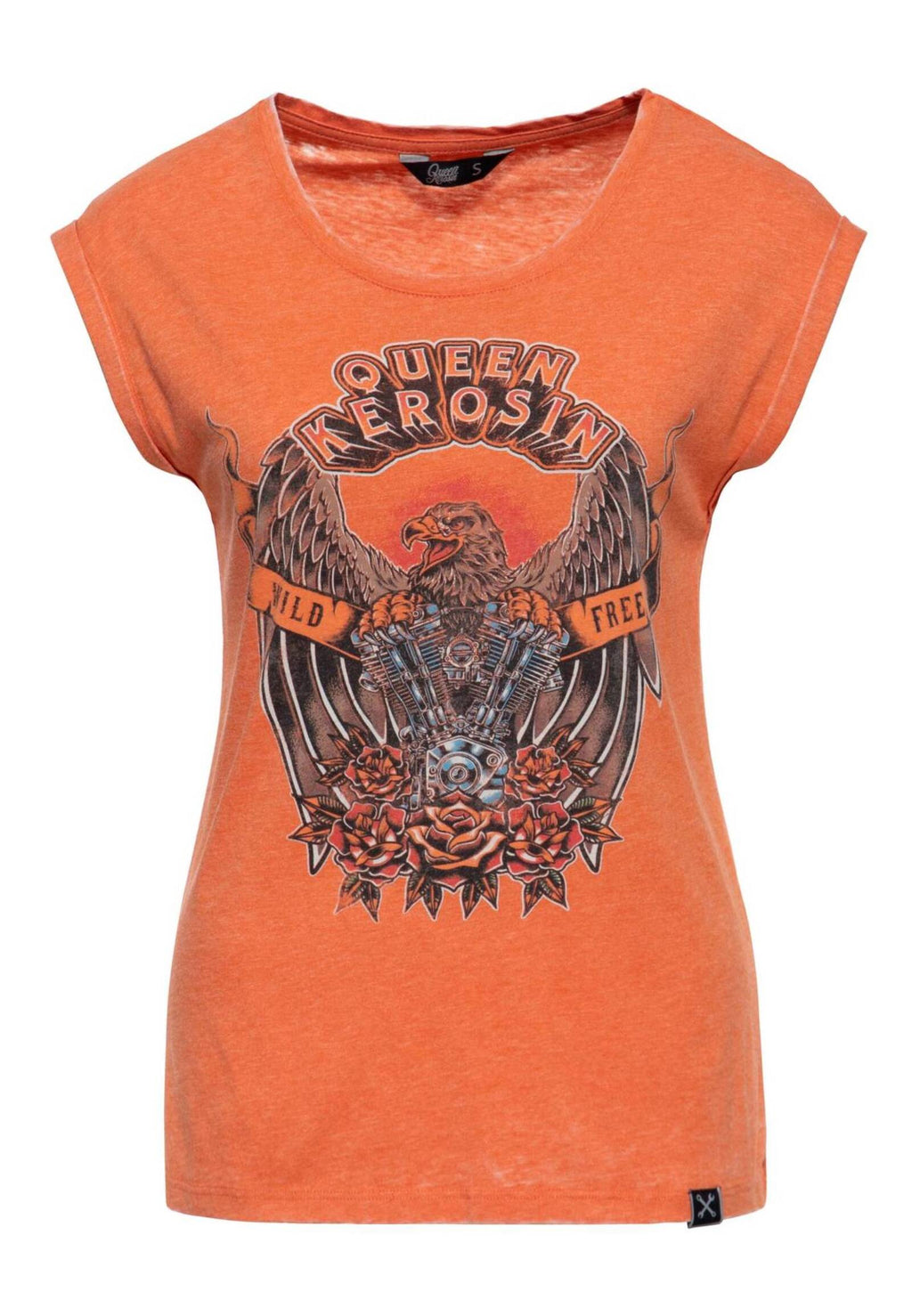 Queen Kerosin DamenDamen T-Shirt Enzymwash Wild & Free MoFa Lounge Künzelsau Hohenlohe Baden Württemberg