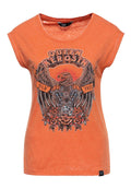 Queen Kerosin DamenDamen T-Shirt Enzymwash Wild & Free MoFa Lounge Künzelsau Hohenlohe Baden Württemberg