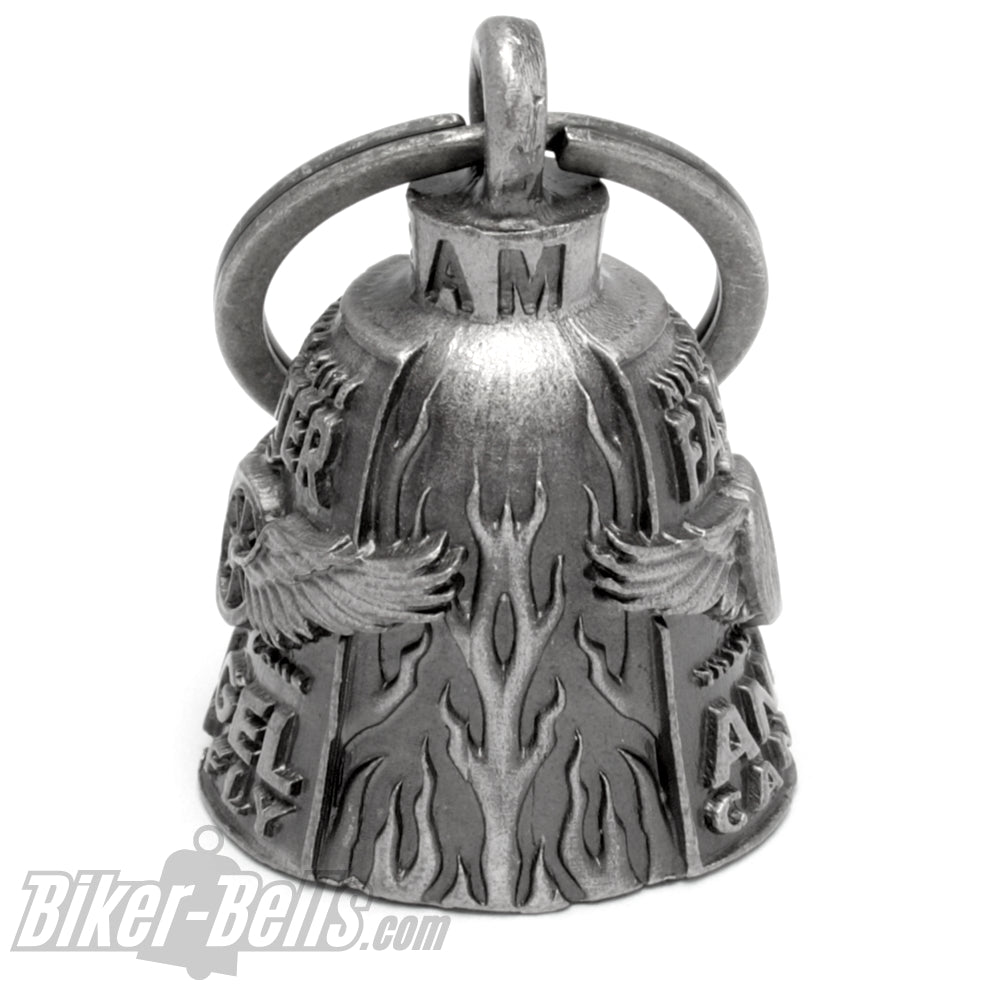 Never Ride Faster Than Your Angel Can Fly Biker-_Bell Motorrad Glücksbringer-_Glocke MoFa Lounge Künzelsau Hohenlohe Baden Württemberg 1