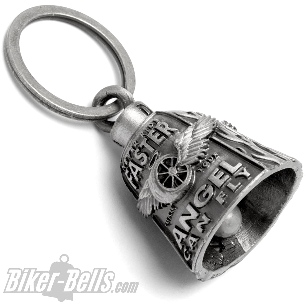 Never Ride Faster Than Your Angel Can Fly Biker-_Bell Motorrad Glücksbringer-_Glocke MoFa Lounge Künzelsau Hohenlohe Baden Württemberg 2