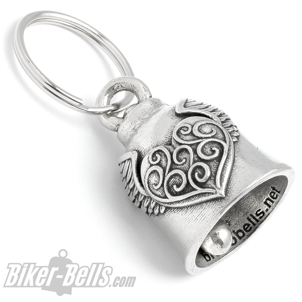 Biker Bell Verziertes Herz mit Flügel Motorrad Glücksbringer Glocke Geschenk für Biker Ladies MoFa Lounge Künzelsau Hohenlohe Baden Württemberg 2