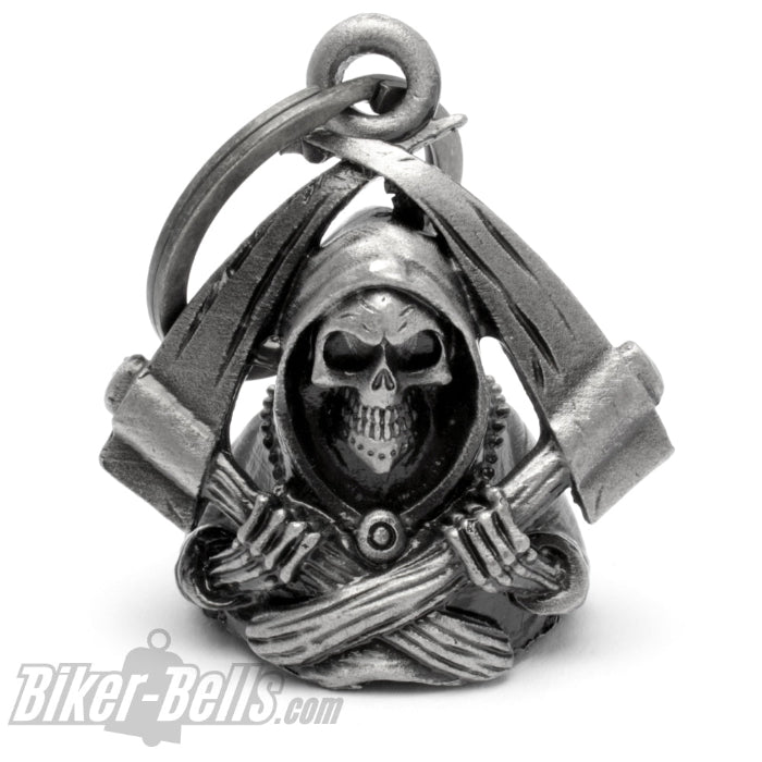 Gremlin Abschreckung 3D Sensenmann Biker-__Bell Reaper Sam Cro Motorrad-__Glocke MoFa Lounge Künzelsau Hohenlohe Baden Württemberg 3