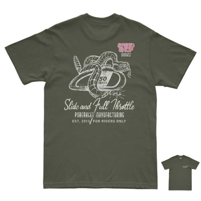 PURERACER SLIDE SNAKE KHAKI T-SHIRT_MoFa Lounge Künzelsau Hohenlohe Baden Württemberg