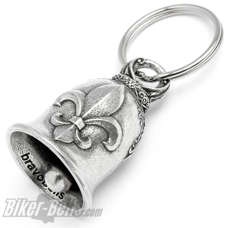 Verzierte Biker-_Bell mit Fleur de Lis Heraldische Lilie Motorradfahrer Geschenk Motorrad Glücksbringer Geschenk MoFa Lounge Künzelsau Hohenlohe Baden Württemberg 2