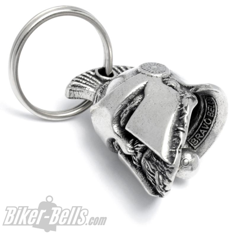 Biker Bell 3D Spartaner Biker-_Bell Krieger mit Helm und Bart Motorradfahrer Glücksbringer MoFa Lounge Künzelsau Hohenlohe Baden Württemberg 4