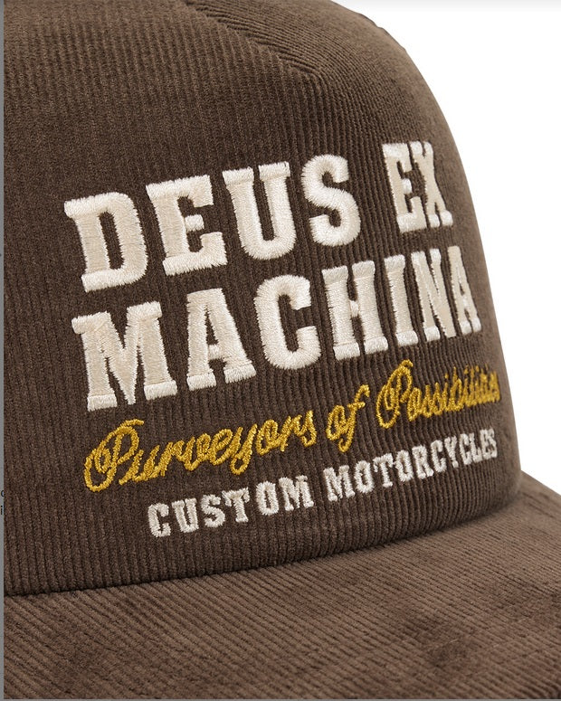 Deus – ex – machina Trucker Cap Gumshoe Cord Trucker Potting Brown MoFa Lounge Künzelsau Hohenlohe Baden Württemberg 1