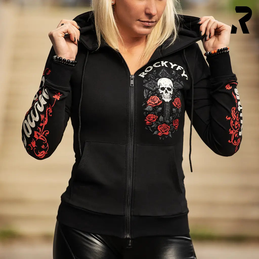 Rockyfy Hoodie Jacket Glamour Skull by Rockyfy (mit Kristall Applikationen) MoFa Lounge Künzelsau Hohenlohe Baden Württemberg 2