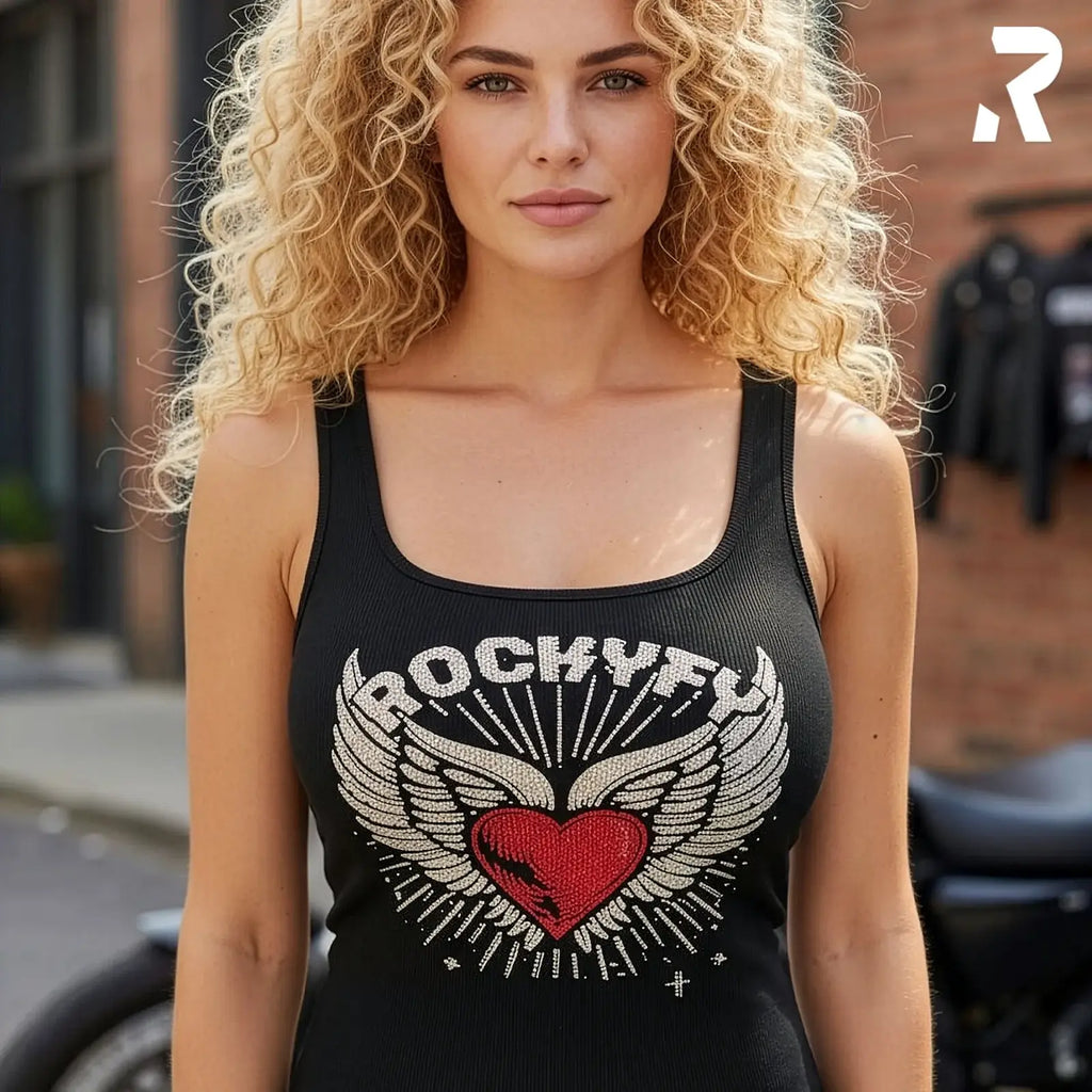 Rockyfy Tank Top Heart Glamour by Rockyfy (mit Kristall Applikationen) ) MoFa Lounge Künzelsau Hohenlohe Baden Württemberg 2