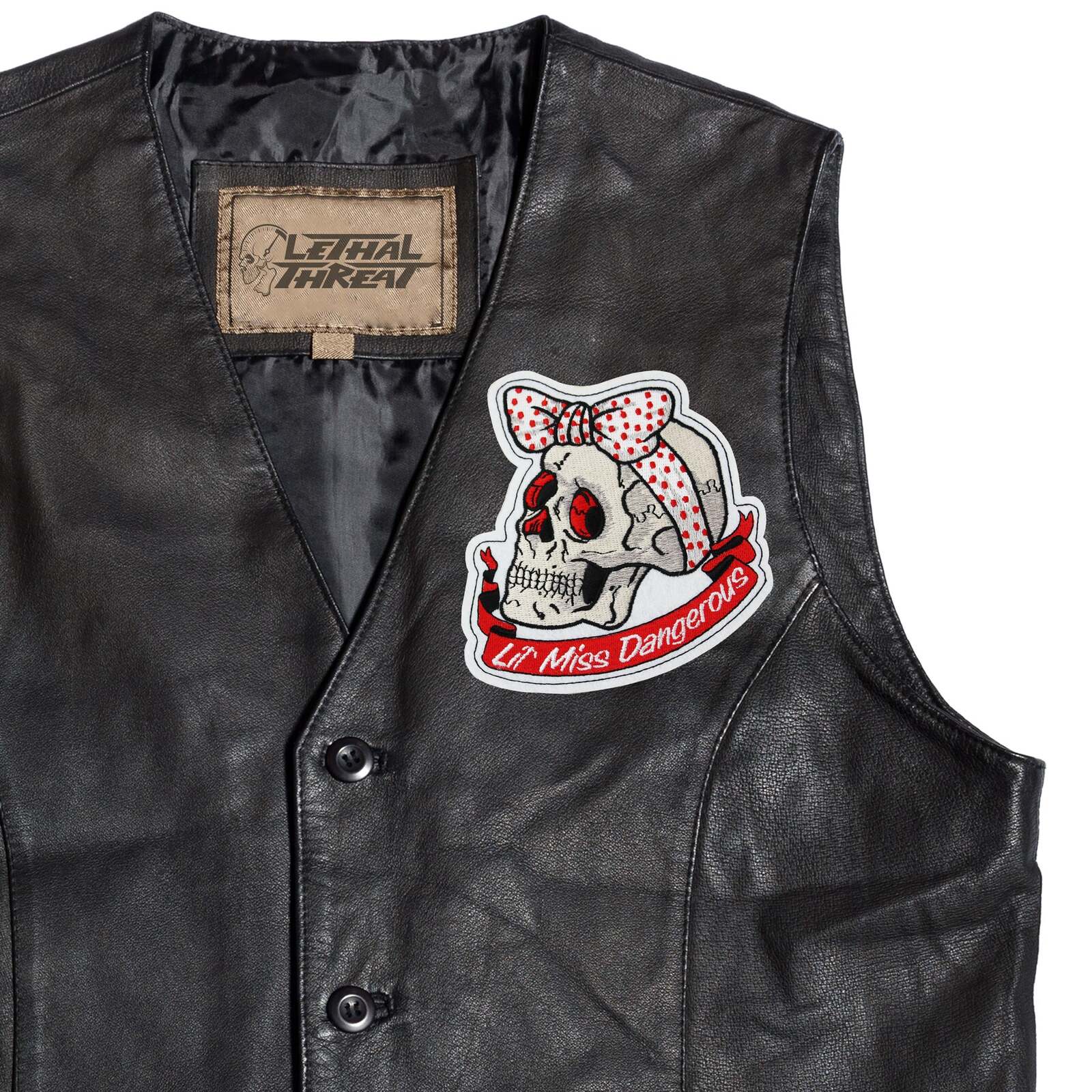 Lethal Threat Polka Dot Ribbon Skull Embroidered Patch MoFa lounge Künzelsau Hohenlohe Baden Württemberg 3