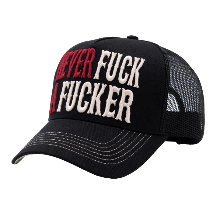 King Kerosin Trucker Cap ‘Never Fuck a Fucker’ in Schwarz MoFa Lounge Künzelsau Hohenlohe Baden Württemberg
