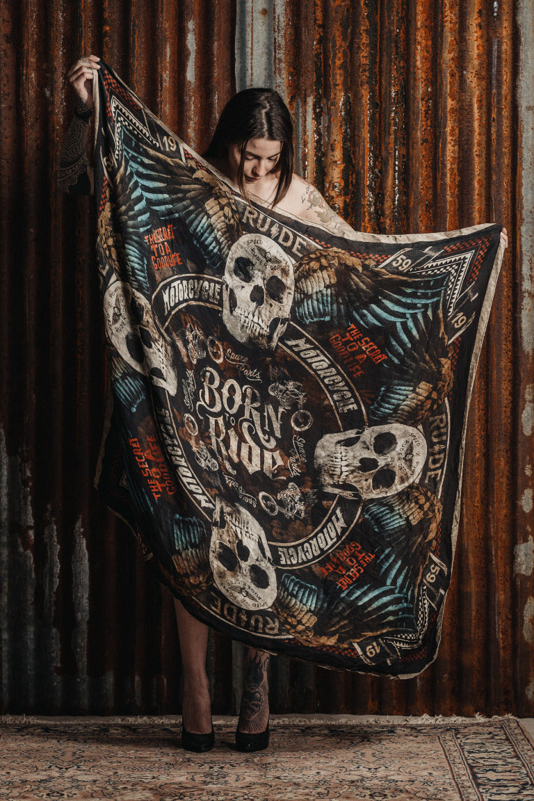 Rude Riders Halstuch Foulard Flying Skull MoFa lounge Künzelsau Hohenlohe Baden Württenberg 1