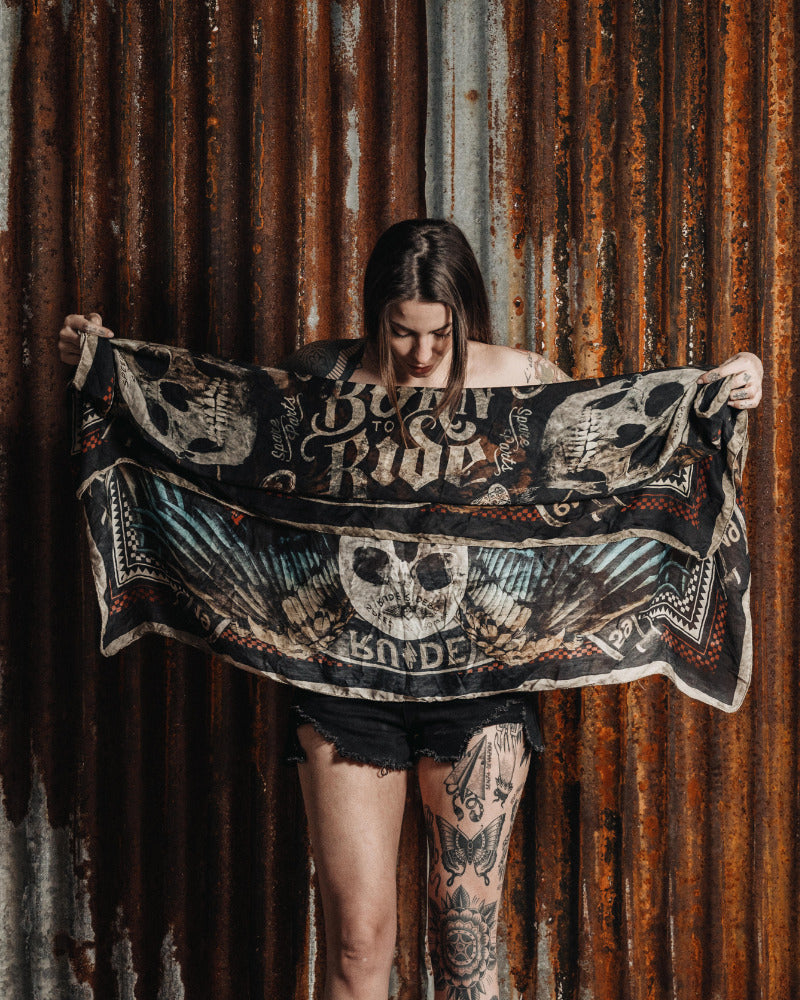 Rude Riders Halstuch Foulard Flying Skull MoFa lounge Künzelsau Hohenlohe Baden Württenberg 2