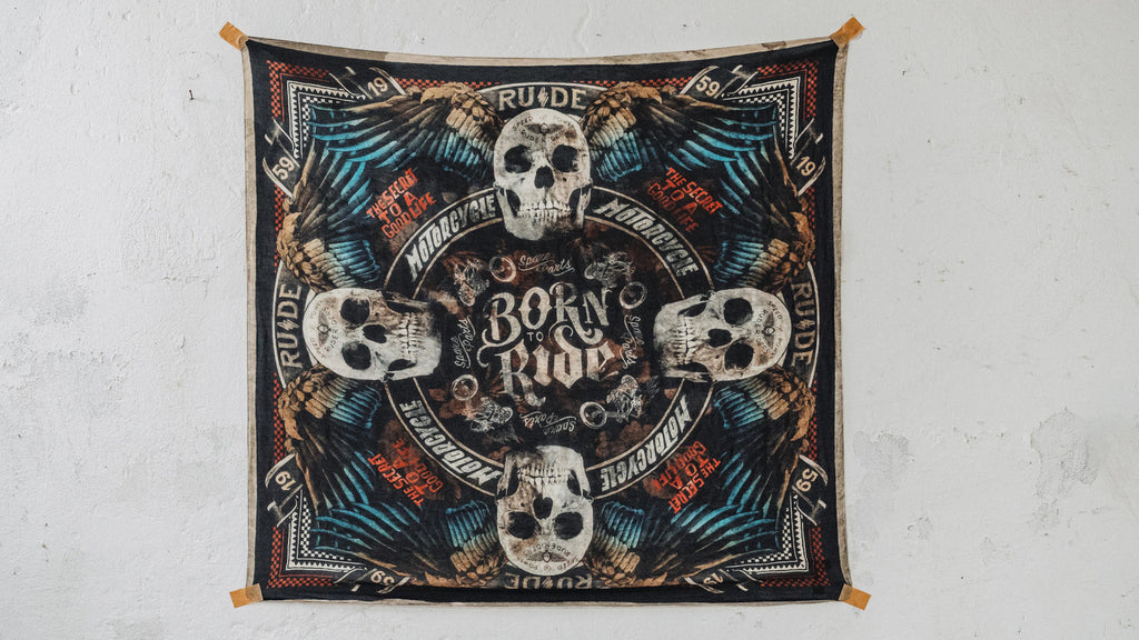 Rude Riders Halstuch Foulard Flying Skull MoFa lounge Künzelsau Hohenlohe Baden Württenberg 3