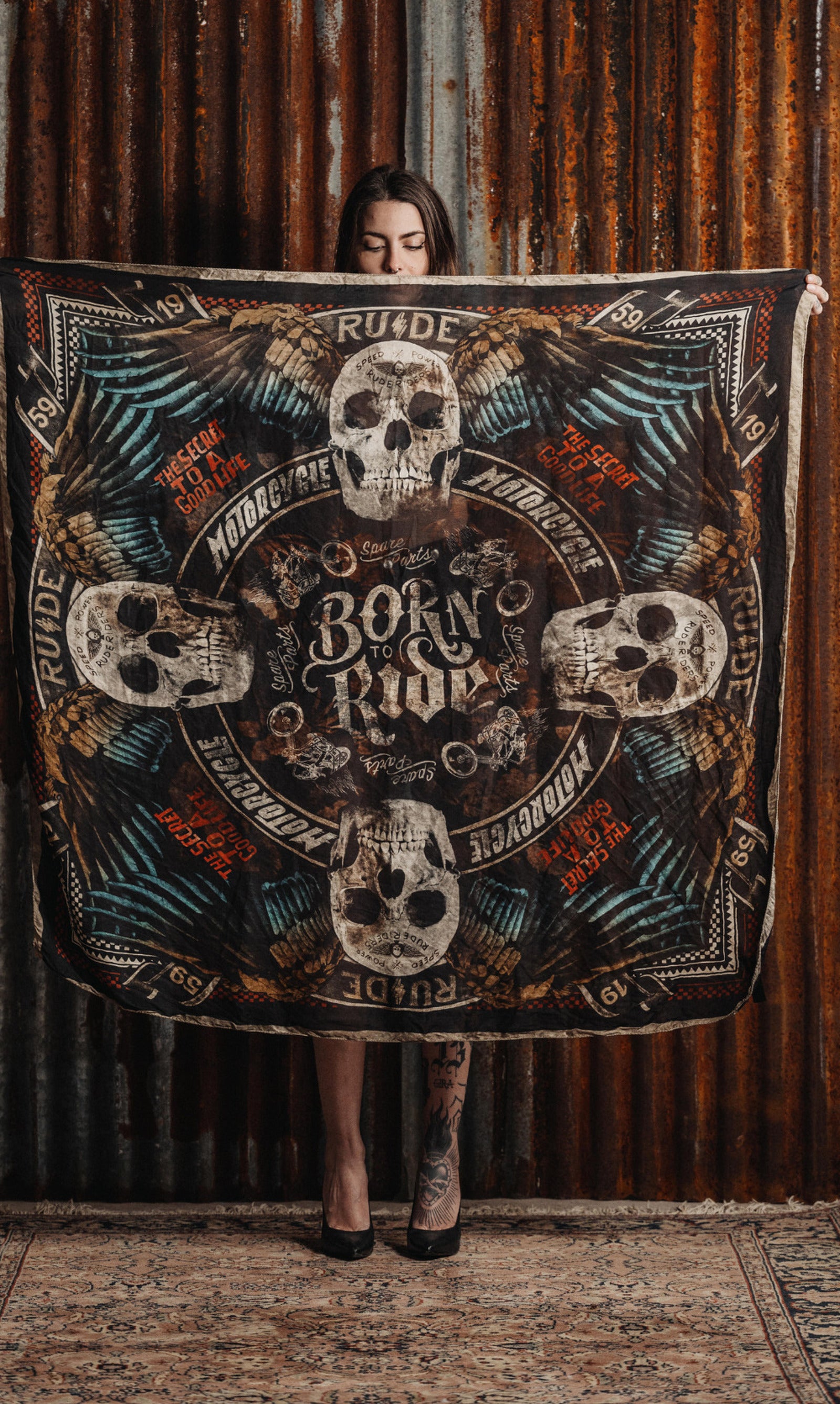 Rude Riders Halstuch Foulard Flying Skull MoFa lounge Künzelsau Hohenlohe Baden Württenberg