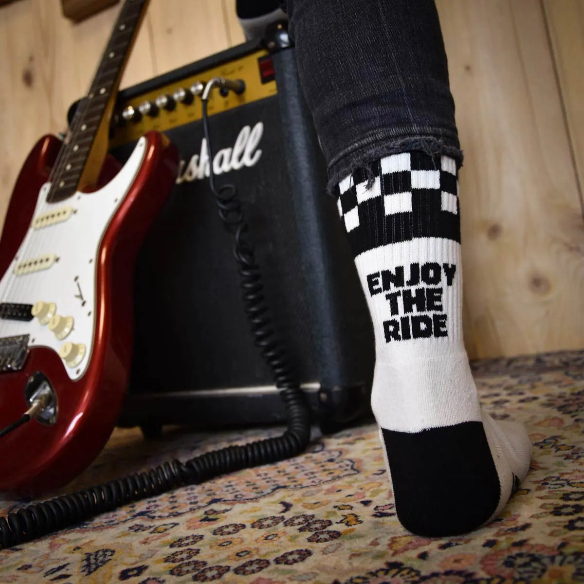 Age of Glory Checkers Socken Schwarz / Naturweiß