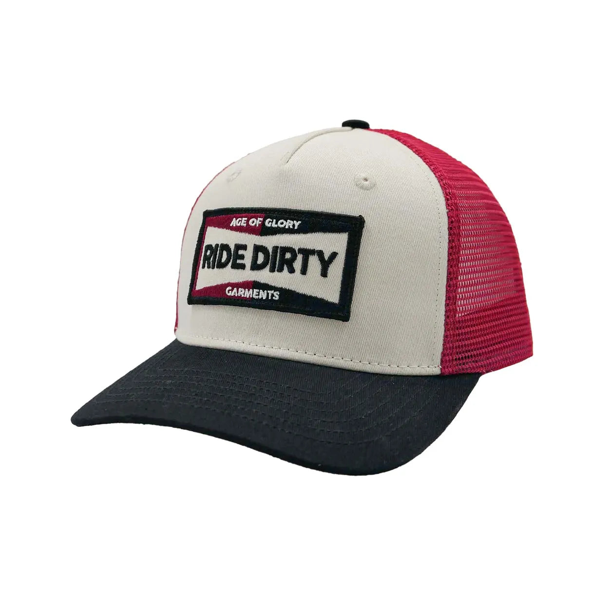 Age of Glory Ride Dirty Trucker Cap Off-white / Black / Red