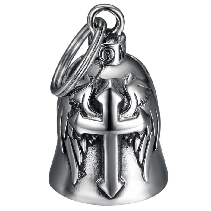 Glocke Motorrad Mocy Bell Guardian Engelsflügel aus Stahl Schwarz Titanium