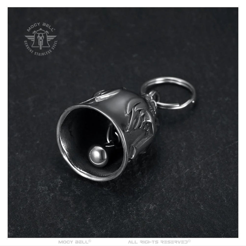 Glocke Motorrad Mocy Bell Guardian Engelsflügel aus Stahl Schwarz Titanium