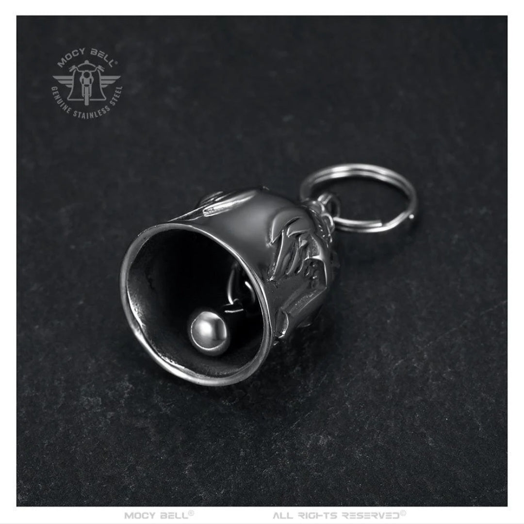 Glocke Motorrad Mocy Bell Guardian Engelsflügel aus Stahl Schwarz Titanium