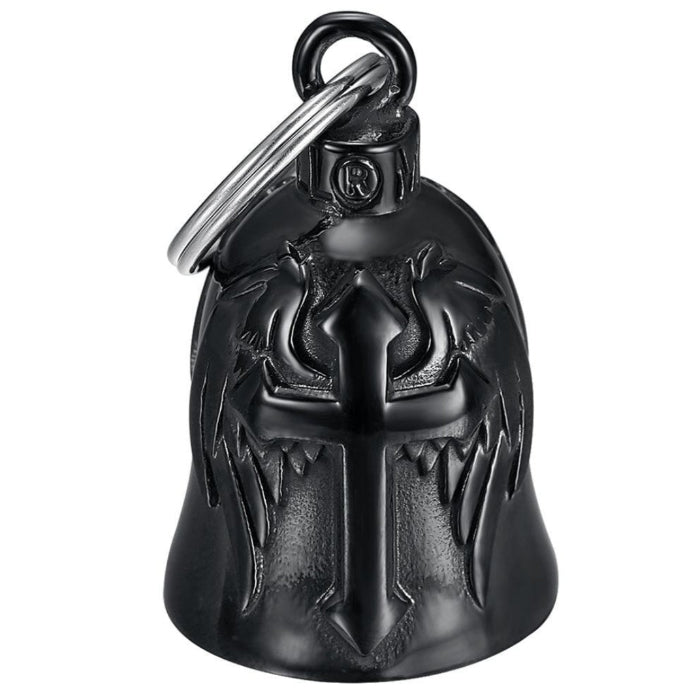 Glocke Motorrad Mocy Bell Guardian Engelsflügel aus Stahl Schwarz