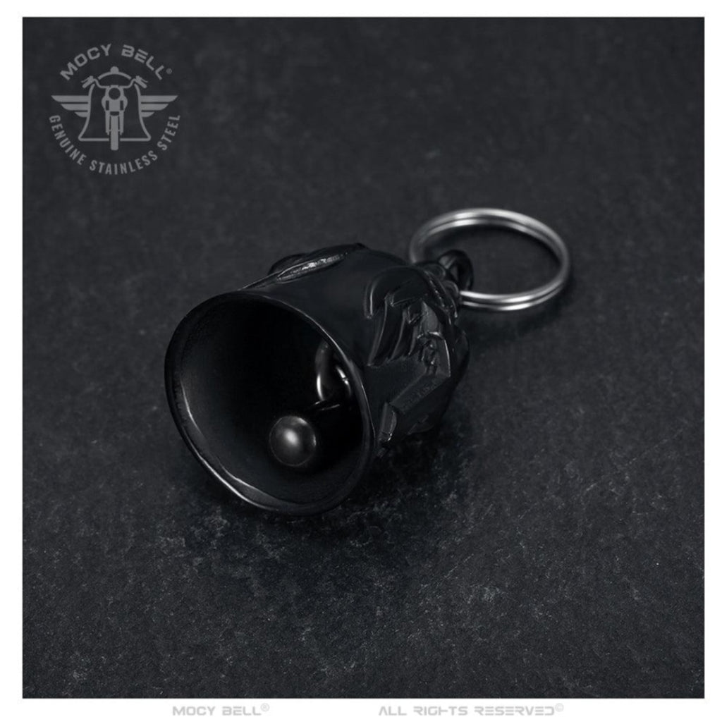 Glocke Motorrad Mocy Bell Guardian Engelsflügel aus Stahl Schwarz