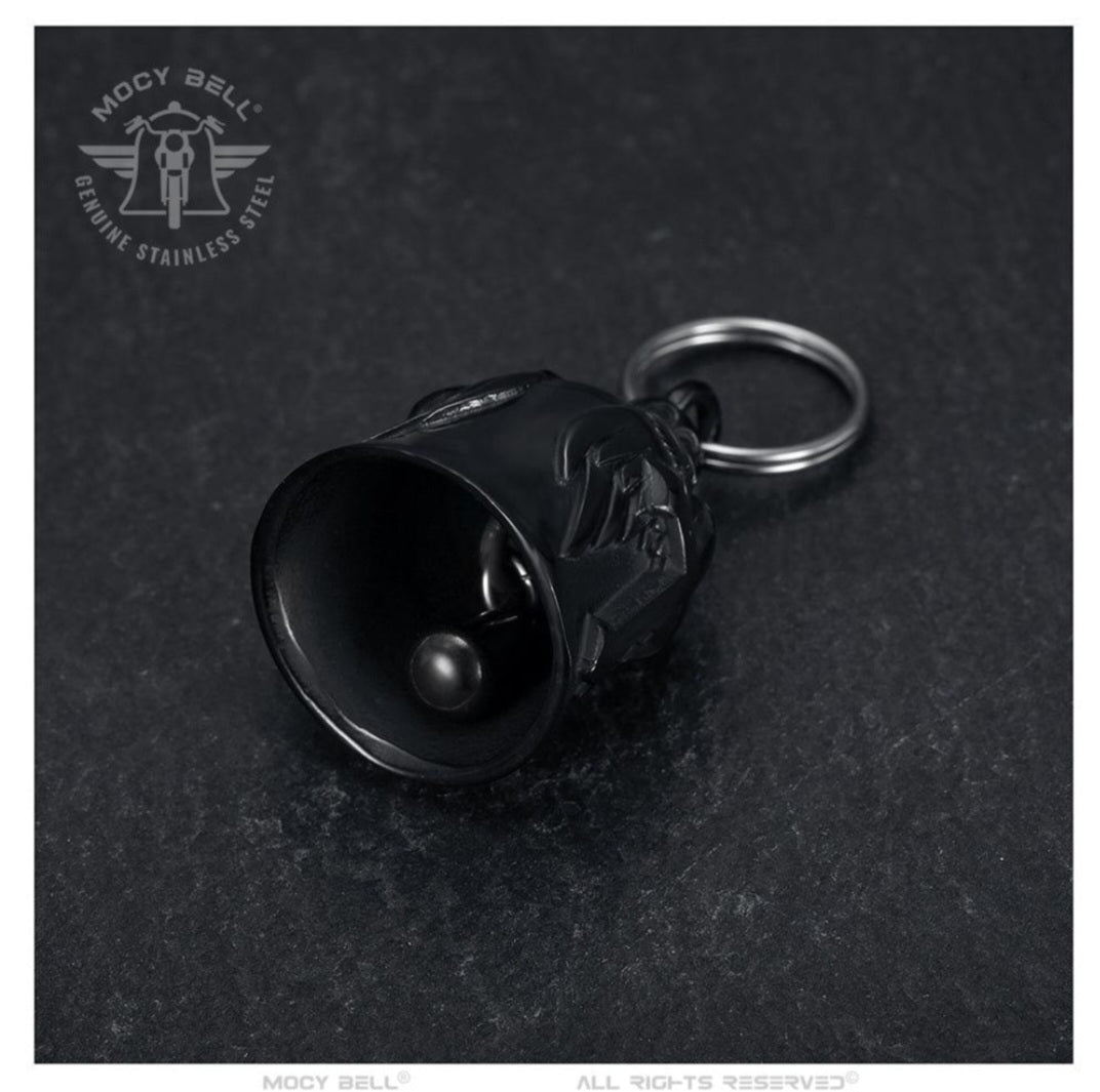 Glocke Motorrad Mocy Bell Guardian Engelsflügel aus Stahl Schwarz