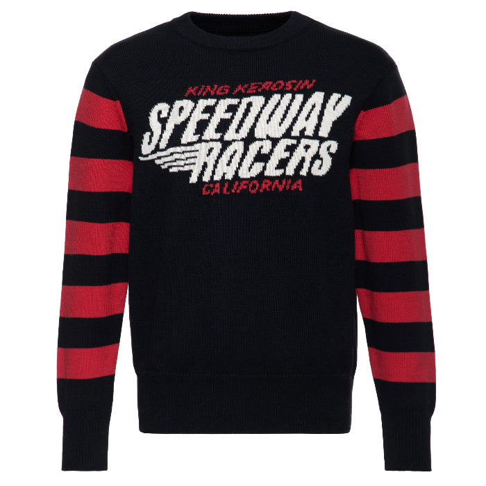 King Kerosin Herren Strickpullover "Speedway Racers" in Black & Red