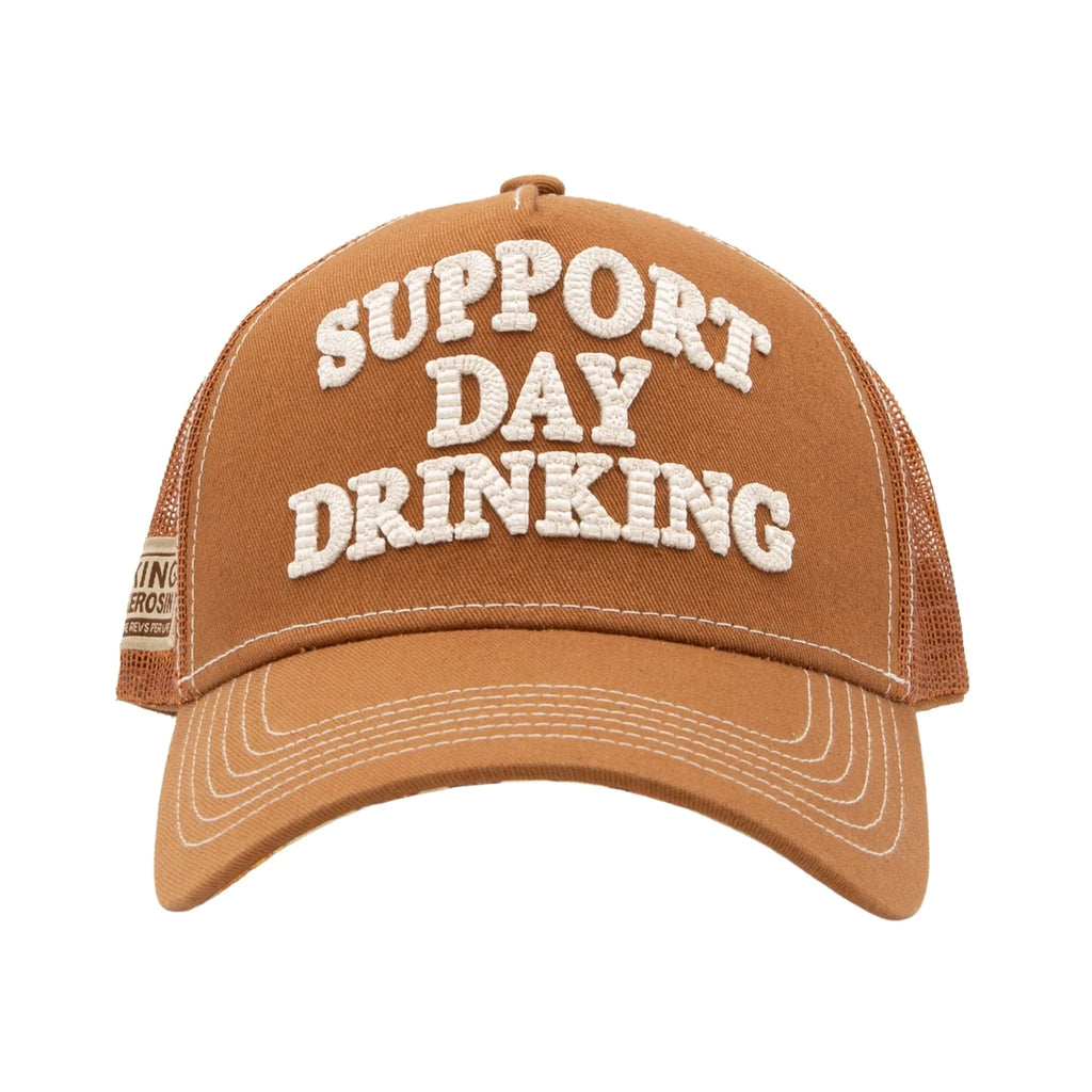 King Kerosin Herren Trucker Cap "Support Day Drinking" in Brown