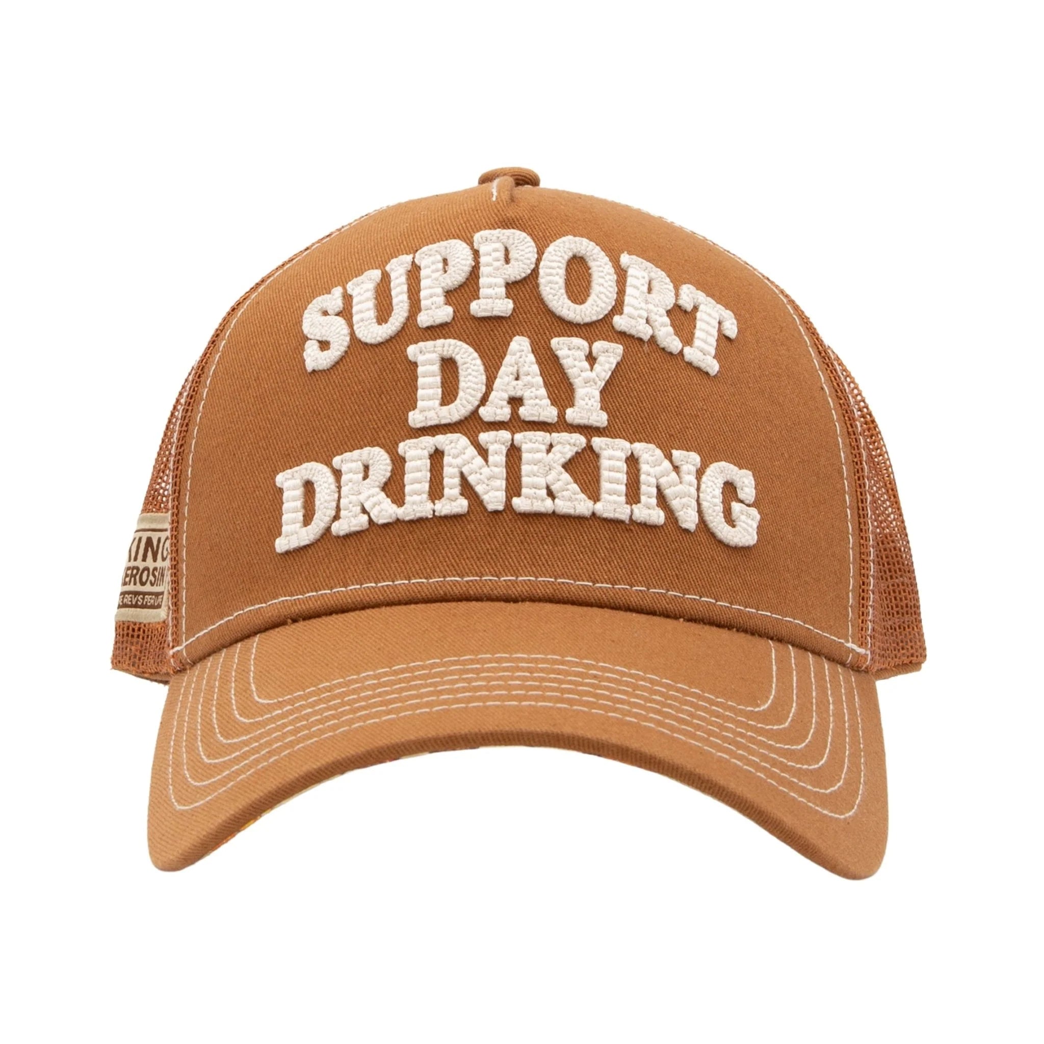 King Kerosin Herren Trucker Cap "Support Day Drinking" in Brown